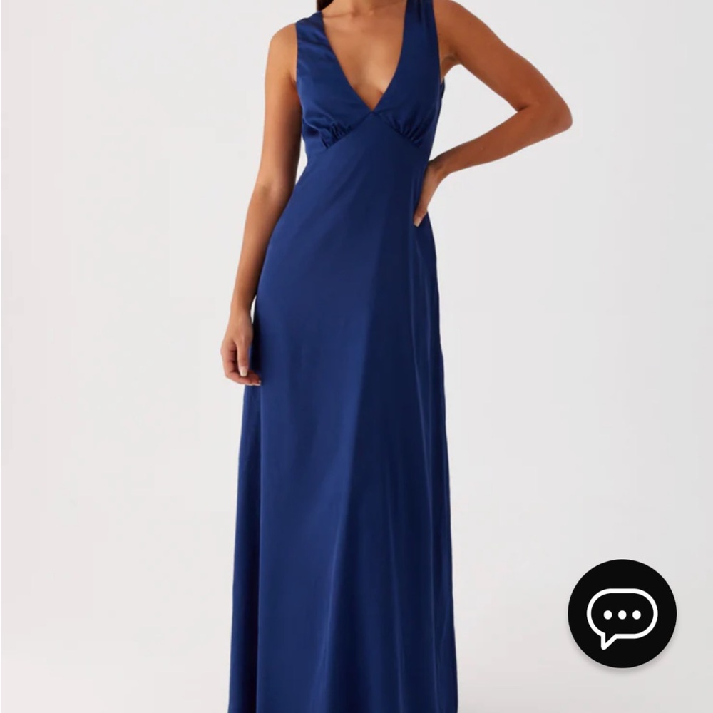 Royal Blue Sleeveless V-Neck Gown for Weddings